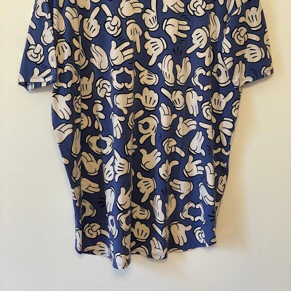 Lularoe M short sleeve t-shirt Mickey Mouse gloves Disney AOP blue white casual - Picture 7 of 7